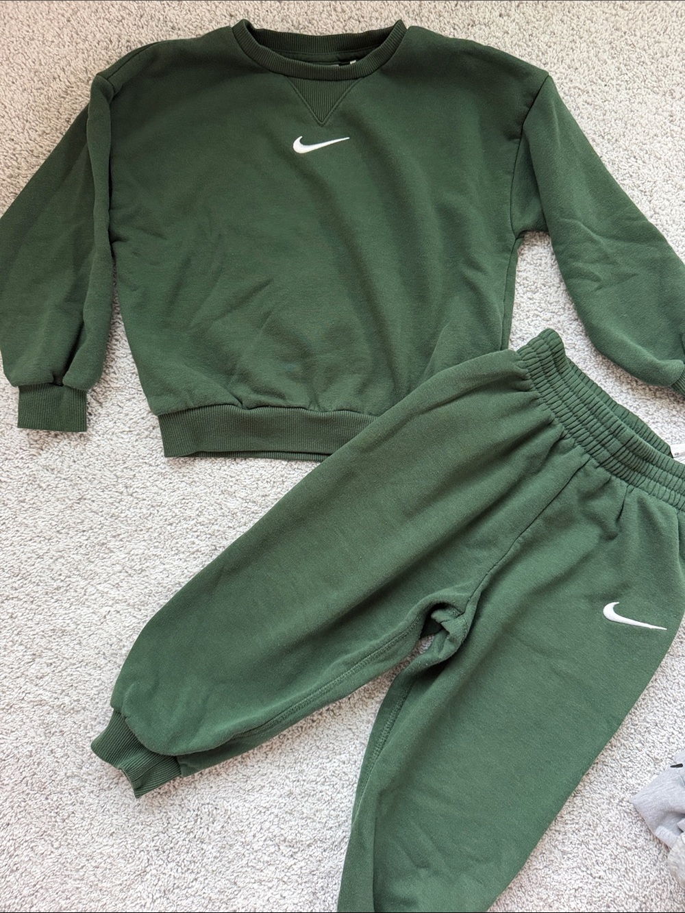 Nike Kids Dark Green Fleece Sweatshirt and Joggers